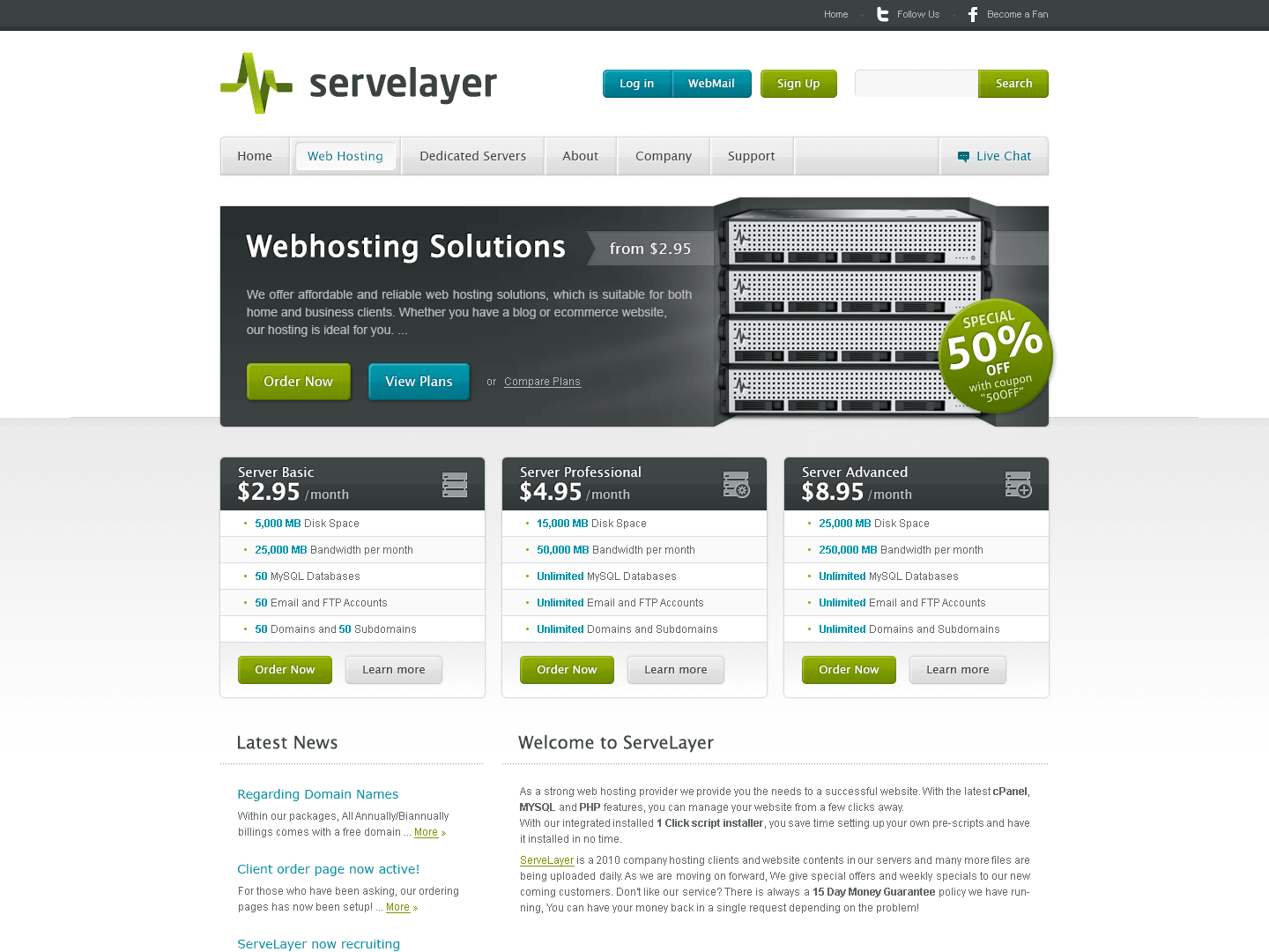 ServeLayer - Web Design
